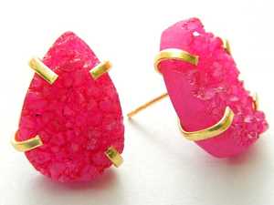 92.5 argent Sterling rose Druzy poire forme boucles d'oreilles plaqué or broche réglage à la main pour les occasions cadeaux en gros - Product Image 4