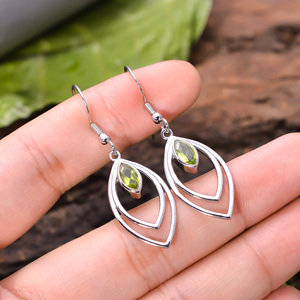 Pendientes colgantes finos de marca de diseñador famoso de lujo de 1,9 \ ", pendientes colgantes de peridoto Natural de 92,5 gramos de peso de Plata de Ley 4,5 - Product Image 3