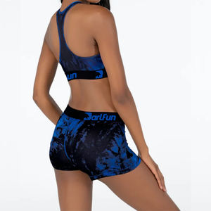 Setelan olahraga Yoga wanita, Bra olahraga cetak Digital, pakaian aktif 2 potong, Bra olahraga dan celana pendek - Product Image 3