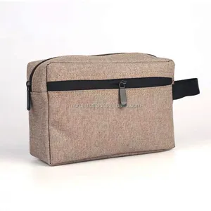 High Quality MSTB7 Custom Dark Khaki Color Brand Portable Canvas Man Promotional Toiletry Bag