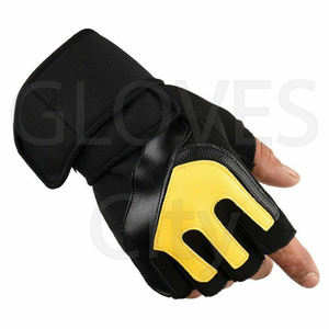 Guantes de Levantamiento de Pesas Personalizados Amarillos y Negros de Medio Dedo con Correa de Muñeca Ajustable para Gimnasio - Unisex, Talla/Color Personalizables - Product Image 6