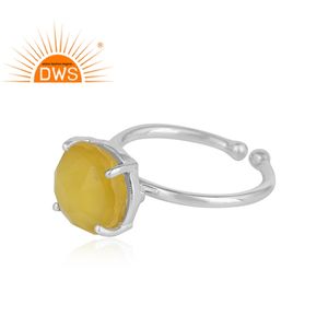ใหม่สีเหลือง Chalcedony พลอยผู้ผลิตเครื่องประดับ925เงินสเตอร์ลิงปรับง่ามชุดค็อกเทลแหวนเครื่องประดับผู้ผลิต - Product Image 2