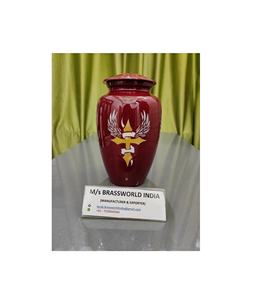 Urna funeraria de aluminio pintada a mano, suministros funerarios de Cruz Roja, BRASSWORLD, INDIA - Product Image 1