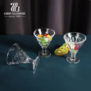 ガルボ人気の良質ガラス製品ソーダライム素材ガラスアイスクリームカップ210mlV字型混合型カスタマイズされたサンデーガラス