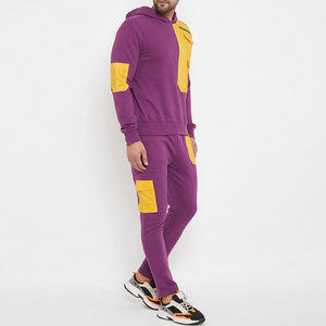 Wholesale Men's Streetwear Custom Yellow Pockets Hoodie With Matching Track Pants Sweat Suit Set - Product Image 3