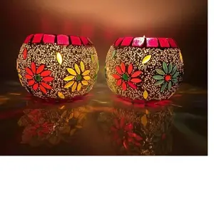 custom made glass mosaic candle holders suitable for home decor stores