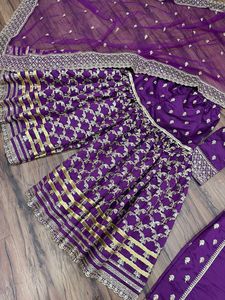 Mor Sharara elbise Tapeta codeing Dori ile Sequnce iş tam dikiş fantezi dantel <span class=keywords><strong>Net</strong></span> Dupatta dört tarafı dantel broder tarafından royalExport - Product Image 6