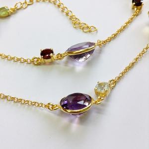 Everyday Wear 925 <b>Sterling</b> <b>Silver</b> Gold Plated Multi-cut Stones 90 cms. Long Chain <b>Necklace</b> - Product Image 5