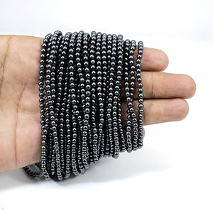 Cuentas Redondas Lisas de Hematita Negra Natural de 3.5mm, Tira de 16 Pulgadas, por Ishu Gems - Product Image 4
