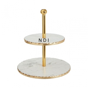 Support à gâteaux rond en marbre moderne et simple avec finition dorée pour la décoration de la table à la maison ou à l'hôtel - Product Image 2