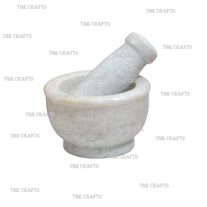 Morter et pilon en marbre de forme ronde pour accessoires de cuisine concasseur et broyeur Morter pilon ensemble en Inde - Product Image 2