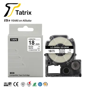 Tatrix SS18KW LC-5WBN 18毫米黑色白色兼容标签磁带盒为国王吉姆标签打印机胶带