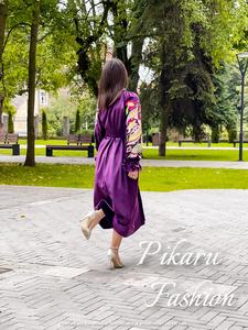 Superbe robe de soirée arabe à manches longues pourpre de Dubaï Robes de bal musulmanes - Product Image 5