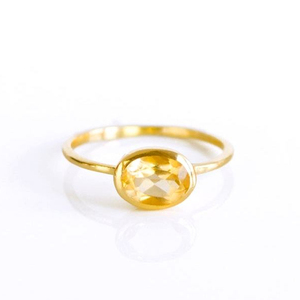 Anillo de piedras preciosas de citrino, conjunto de bisel de forma ovalada de oro Vermeil, Plata de ley para fiesta de compromiso, tipo incrustaciones, joyería para niños - Product Image 2