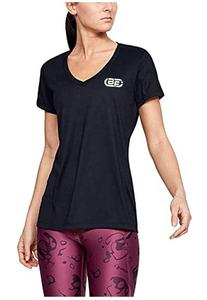 Camiseta informal de algodón con cuello en V para mujer, venta al por mayor, Camisetas estampadas de manga corta con cuello en V personalizables - Product Image 4