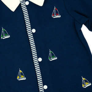 JOYUAN GARMENT MANUFACTURER BR19081014 baby romper - NAVY BLUE DARK SAILOR 2 PIECES snug fit footie pajamas infant NEWBORN - Product Image 5
