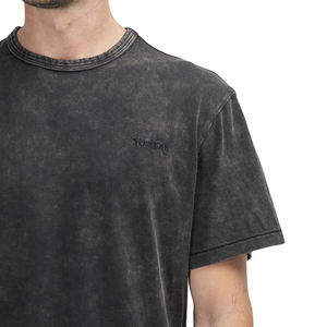 เสื้อยืด100% ฮิปฮอปผ้าฝ้ายซักกรดสำหรับผู้ชายเสื้อยืดสีดำสำหรับผู้ชายกำหนดเอง - Product Image 5