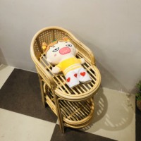Table à langer en rotin tressé à la main avec étagère de rangement pour meubles et jouets d'enfants