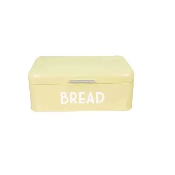 Изящная металлическая оцинкованная лимонно-желтая коробка для хлеба