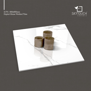 Baldosas de mármol esmaltado brillante de porcelana blanca de aspecto maravilloso Skytouch 60x60 60X120 con embalaje digno de exportación - Product Image 6