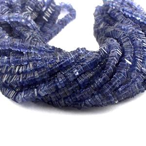 Cristaux d'iolite Perles carrées lisses 4mm Bleu Heishi Forme Perles de pierres précieuses en verre et pierre pour la fabrication de bijoux - Product Image 3