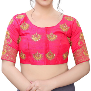 Mot Fabuleux Prêt à Porter Femmes Indiennes Designer Broderie Pierre Travail Blouses Party Wear Mariage Dernières Ladies Wear Blouse ApparelGarment - Product Image 1