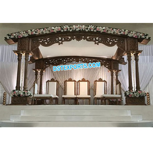 Boda Madera tallada Antiguo Mandap Madera tallada Doble poste Mandap Boda Madera Doble poste Mandap EE. UU. - Product Image 1