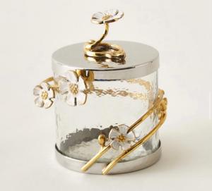 Highest Quality Brass Decorative Leaf Branches Metal Designer Luxury Canister Dates Dry Fruits Serving Canister for Top Sale - Product Image 4