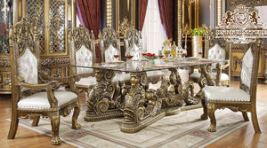 Grand Luxury-Conjunto de comedor de estilo italiano, conjunto de muebles de comedor tallados de madera para casas - Product Image 3