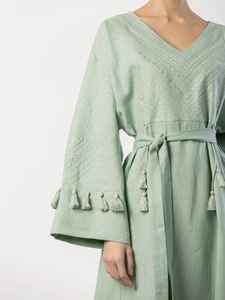 Dernières robes longues en coton pour femmes ukrainiennes Tenue décontractée élégante brodée de fleurs tissée Style sexy Volants vintage Glands - Product Image 5