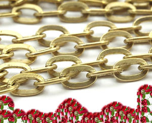 Chaîne ovale en argent sterling 925 plaqué or avec serti clos pour pendentifs de collier DIY, bijoux HARI OM CREATIONS NMak - Product Image 3