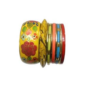 New Arrival Bangles <b>for</b> <b>Women</b> Mother of <b>Pearl</b> Resin, Wooden Bangle <b>Bracelets</b> Set of 6 Bangles by Quality Handicrafts - Product Image 5