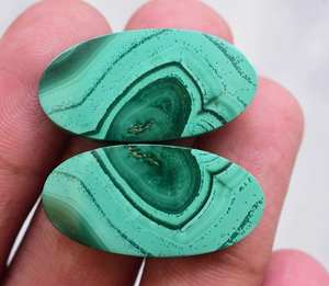 Malaquita Natural única, cabujón de lujo, piedras preciosas sueltas, par, muy atractivo - Product Image 3