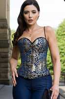 Corsets sur mesure à couvrance complète pour femmes grandes tailles, gaines amincissantes avec décoration à sequins boutonnée, en tissu popeline 100% coton respirant