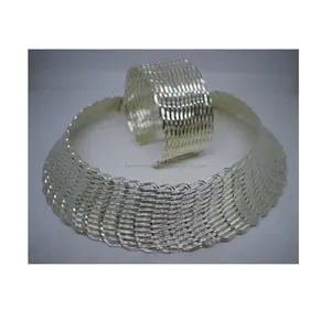 Trending Shiny Polished Silver Choker With Elegant Bracelets Women's Fashion Jewelry Manufacturer In India