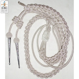 Crimson Fleck Aiguillette Aglet Gold Gilt Cordón de hombro tejido a mano para ceremonias con dos equipos de defensa personal - Product Image 3