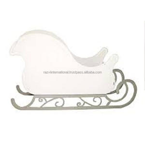 <b>White</b> Powder Coated Rust Proof Metal <b>Christmas</b> <b>Decoration</b> Sleigh - Product Image 1