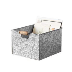 6 Compartment Picnic Utensil Holder <b>Caddy</b> Hot Selling Galvanized Metal Flatware Holder for Party With <b>Wooden</b> Handle - Product Image 1