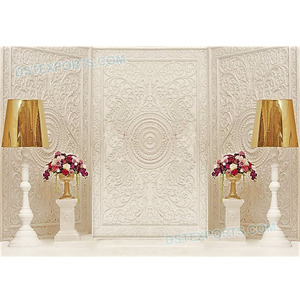 Paneles de Arte de Fibra de Boda, Marco Tallado de Fibra de Escenario, Decoración Blanca, Malasia - Product Image 1