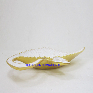 Bol décoratif en forme de feuille de strass rouge plaqué or Bol décoratif en aluminium métal Accessoires de table de cuisine pour la maison Bol - Product Image 5