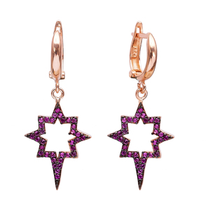 การออกแบบเข็มทิศ nortsh Star รูปร่างทับทิม CZ หินห้อยต่างหูตุรกีขายส่ง925เครื่องประดับเงินสเตอร์ลิง - Product Image 1