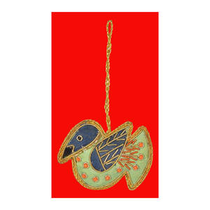 Ornement de Noël suspendu en zari à motif d'oiseau pour le festival 2021 - Product Image 1
