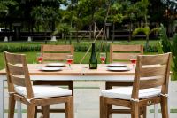 Mesa de Centro Rectangular Moderna Fabricada en Indonesia, Silla de Madera de Teca Sólida Natural, Diseño Minimalista para Sala de Estar al Aire Libre
