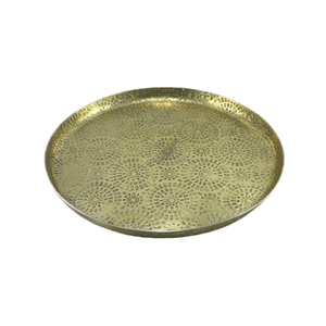 QAMAR OVERSEAS Bandeja de Servicio Redonda de Metal Repujado, Elegante y Hecha a Mano, para Uso Doméstico y en Restaurantes/Catering, Tamaño Personalizado - Product Image 3