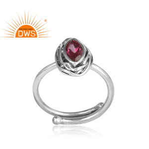Anillo de compromiso de Plata de Ley 925 oxidado, joyería ajustable, Gema de topacio Rosa Natural, venta al por mayor - Product Image 2
