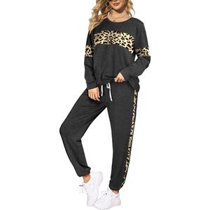 MS 2 Piece Sweatsuits Outfits for Women <b>Crewneck</b> Color Block Striped Pants Sets with Pockets - Product Image 3