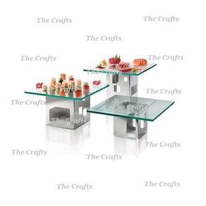 Superior Quality Stainless Steel And <b>Glass</b> Buffet Food Risers <b>Cake</b> Display <b>Stands</b> For Hotel And Restaurant Usage - Product Image 3