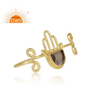 Bijoux pour femmes en Quartz fumé naturel, fabrication de pierres précieuses, argent 925, Double doigt - Product Image 3