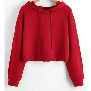 Top corto con capucha sexy de talla grande para mujer, jersey con estampado de logotipo personalizado, jersey de tela, diseño de invierno OEM - Product Image 1