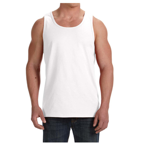 Camiseta sin mangas para hombre, blanca, 100% algodón, ecológica, transpirable, de secado rápido, cuello redondo, lisa, informal, de punto. - Product Image 1